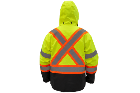 Hi-Vis Waterproof Safety Rain Jacket with Black Bottom and Two-Tone Reflective Tape