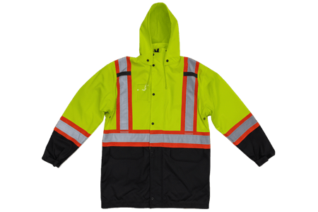 Hi Vis Safety Rain Jacket with Snap Off Hood